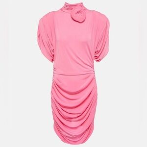 MAGDA BUTRYM Floral-appliquéd ruched jersey mini dress